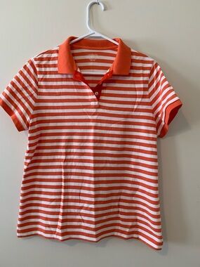 Lands' End Orange and White Striped Tee